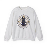 Sacred Geometry Meditating Cat Sweatshirt - Classic Fit Fleece Crewneck - Unisex White
