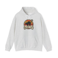 Black Cat Retro Sunset Hoodie - Heavy Blend Cotton-Poly Fleece - Unisex White
