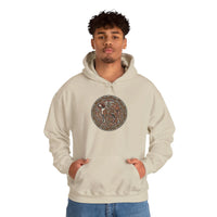 Norse Knotwork Hound Hoodie - Heavyweight Cotton Blend Pullover - Unisex White