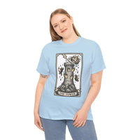 The Tower Tarot Card Graphic T-Shirt - Heavy Cotton Classic Fit Tee - Unisex White
