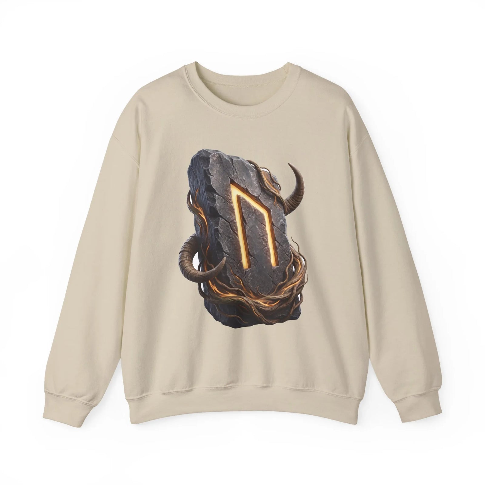 Uruz Rune Vitality Sweatshirt - Heavy Blend Crewneck Fleece - Unisex White
