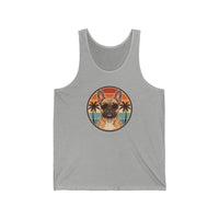 French Bulldog Aviator 70s Sunset Tank Top - Soft Airlume Cotton Jersey - Unisex White