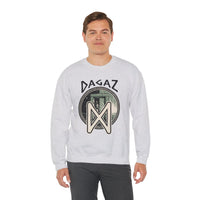 Dagaz Rune Dawn Dusk Graphic Sweatshirt - Heavyweight Cotton Poly Blend Crewneck - Unisex White