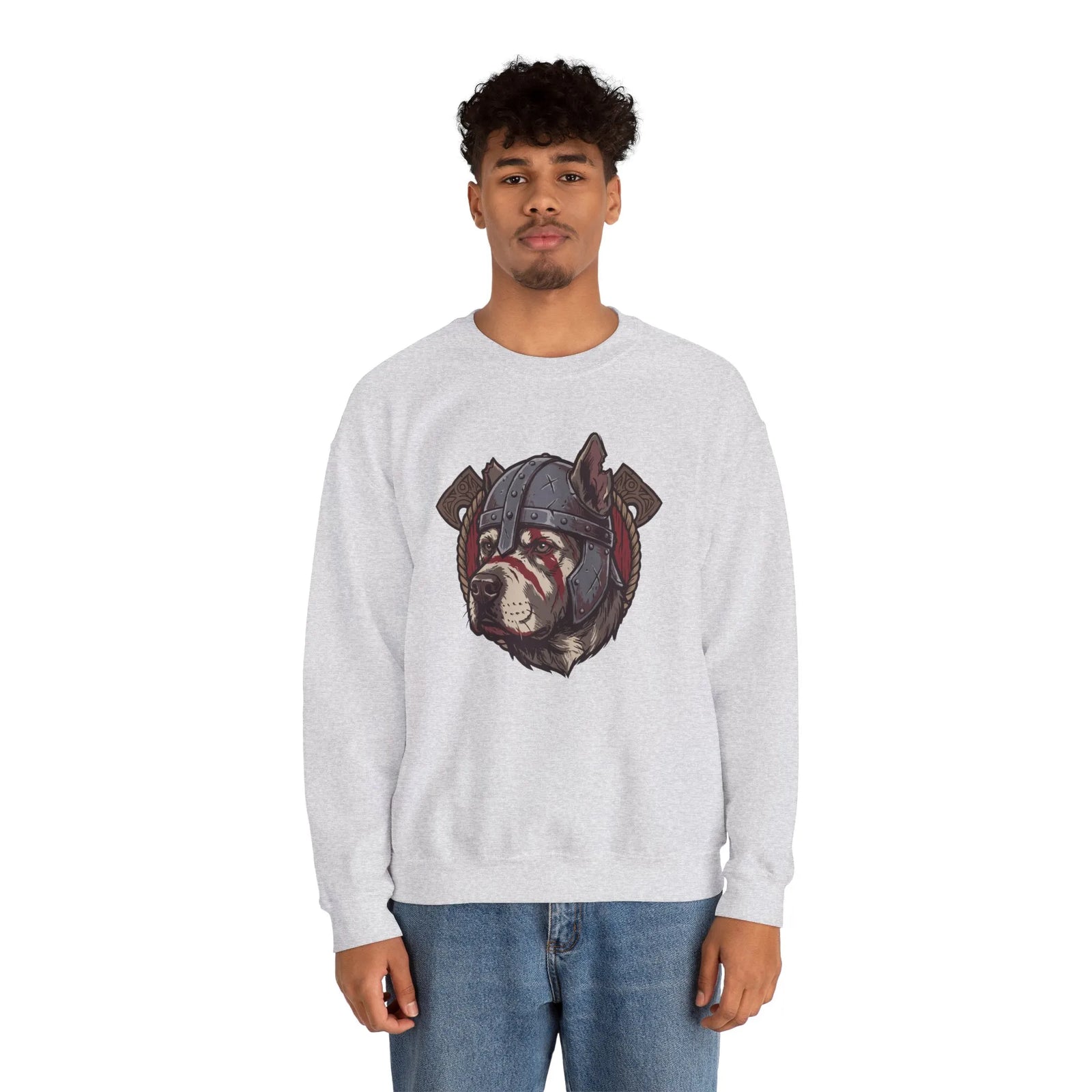 Warpaint Viking Berserker Dog Sweatshirt - Durable Cotton Blend Fleece Crew - Unisex White