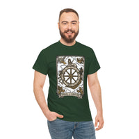 Wheel of Fortune Tarot Graphic T-Shirt - Heavyweight Cotton Classic Fit - Unisex White
