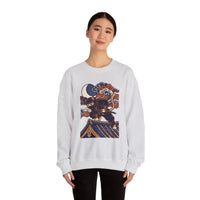 Ninja Cat Ukiyo-e Samurai Sweatshirt - Soft Heavyweight Fleece Crewneck - Unisex White