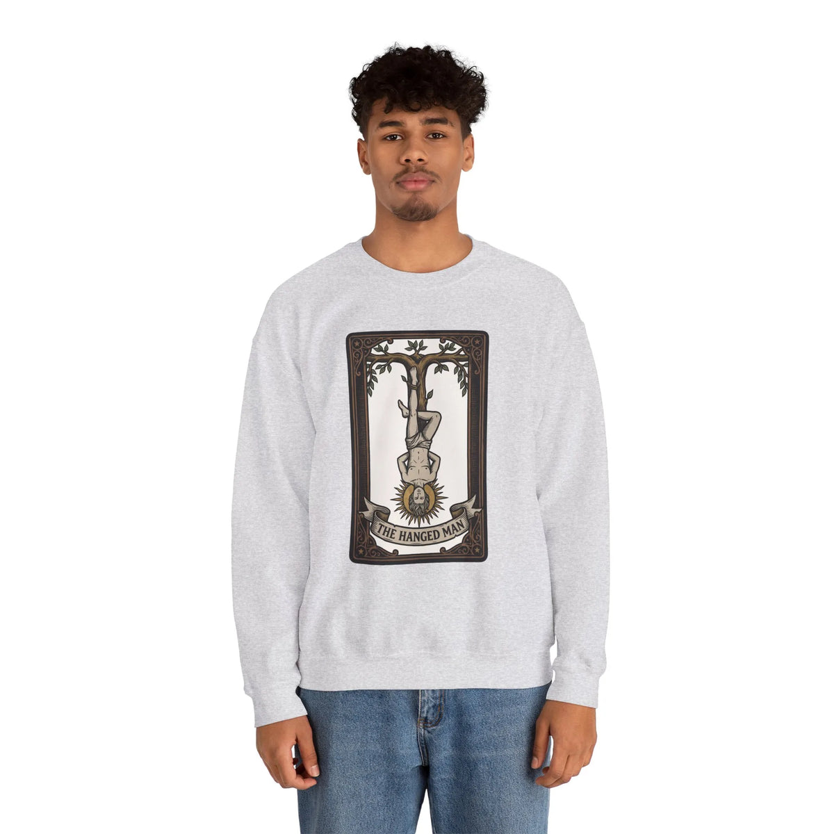 The Hanged Man Tarot Card Sweatshirt - Soft Fleece Classic Fit Crewneck - Unisex Off White