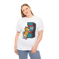 8-Bit Pixel Gaming Dog T-Shirt - Heavyweight Cotton Classic Fit Tee - Unisex White
