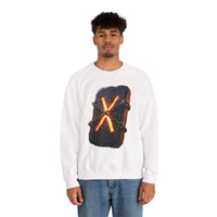 Gebo Rune Stone Graphic Sweatshirt - Medium Heavy Fleece Crewneck - Unisex White
