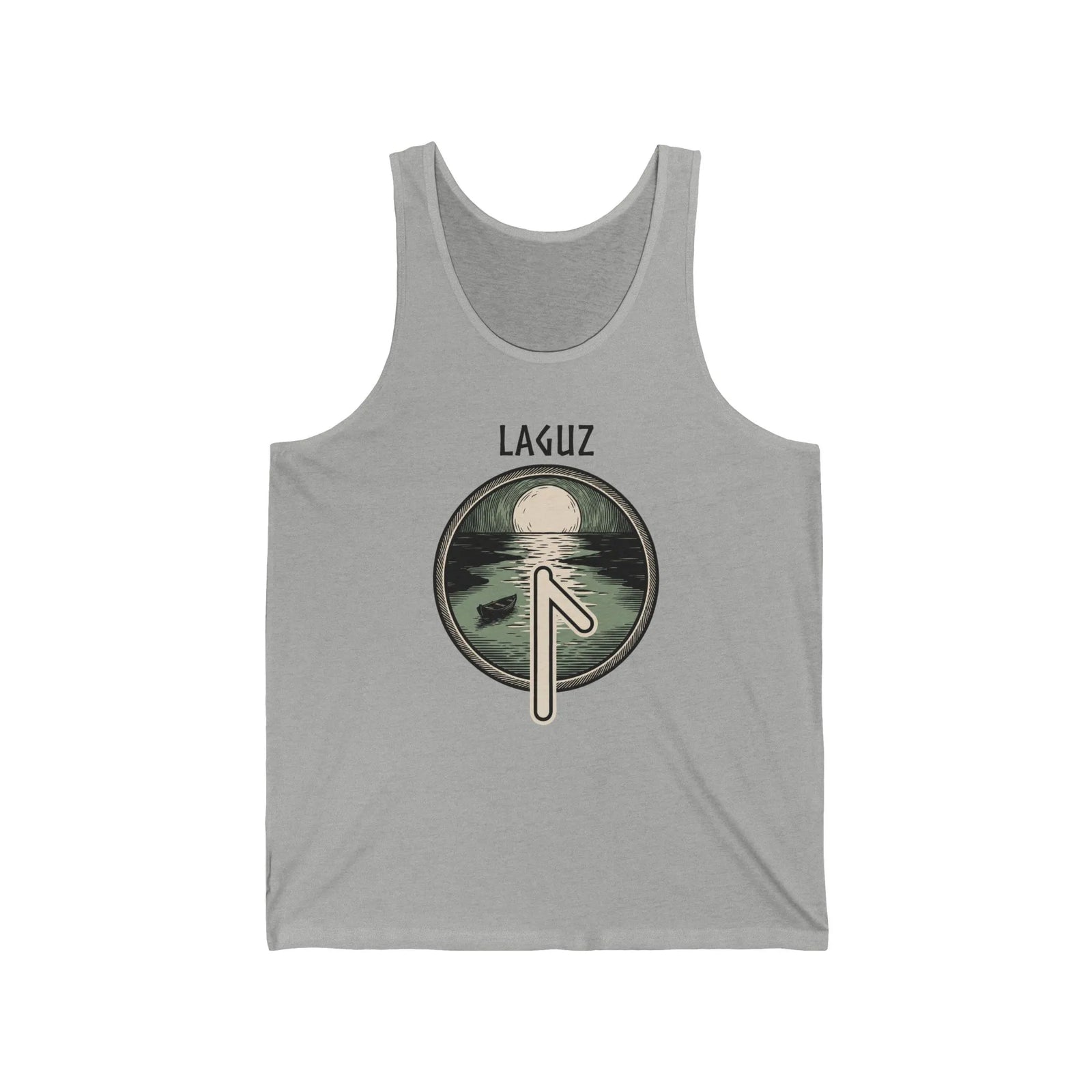 Laguz Rune Water Moon Tank Top - Soft Ring-Spun Cotton Jersey - Unisex White