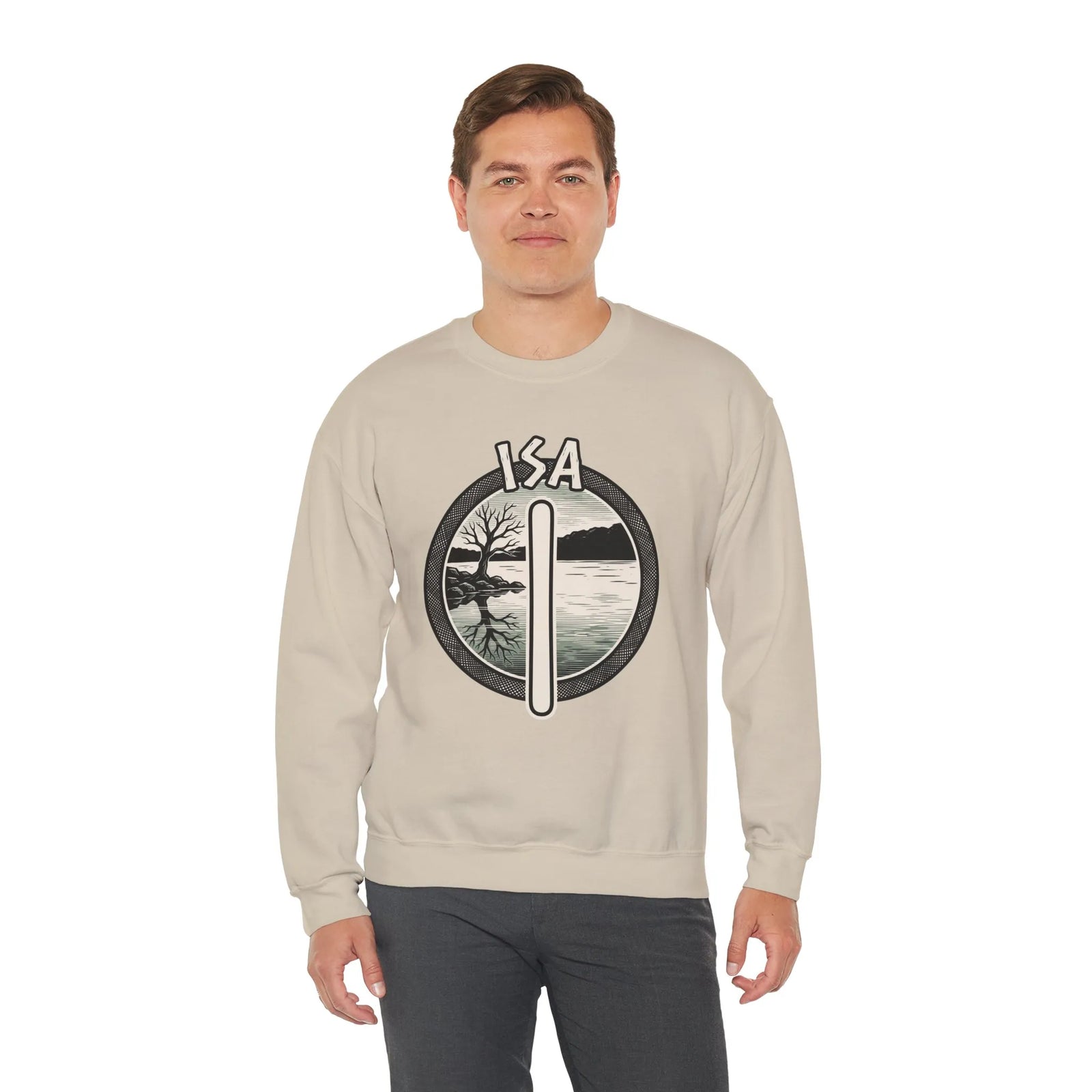 Isa Rune Ice Stillness Sweatshirt - Heavy Blend Crewneck Fleece - Unisex White