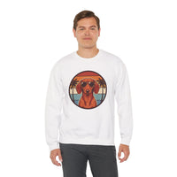 Dachshund Sunset Aviators Sweatshirt - Heavy Blend Fleece Crewneck - Unisex White
