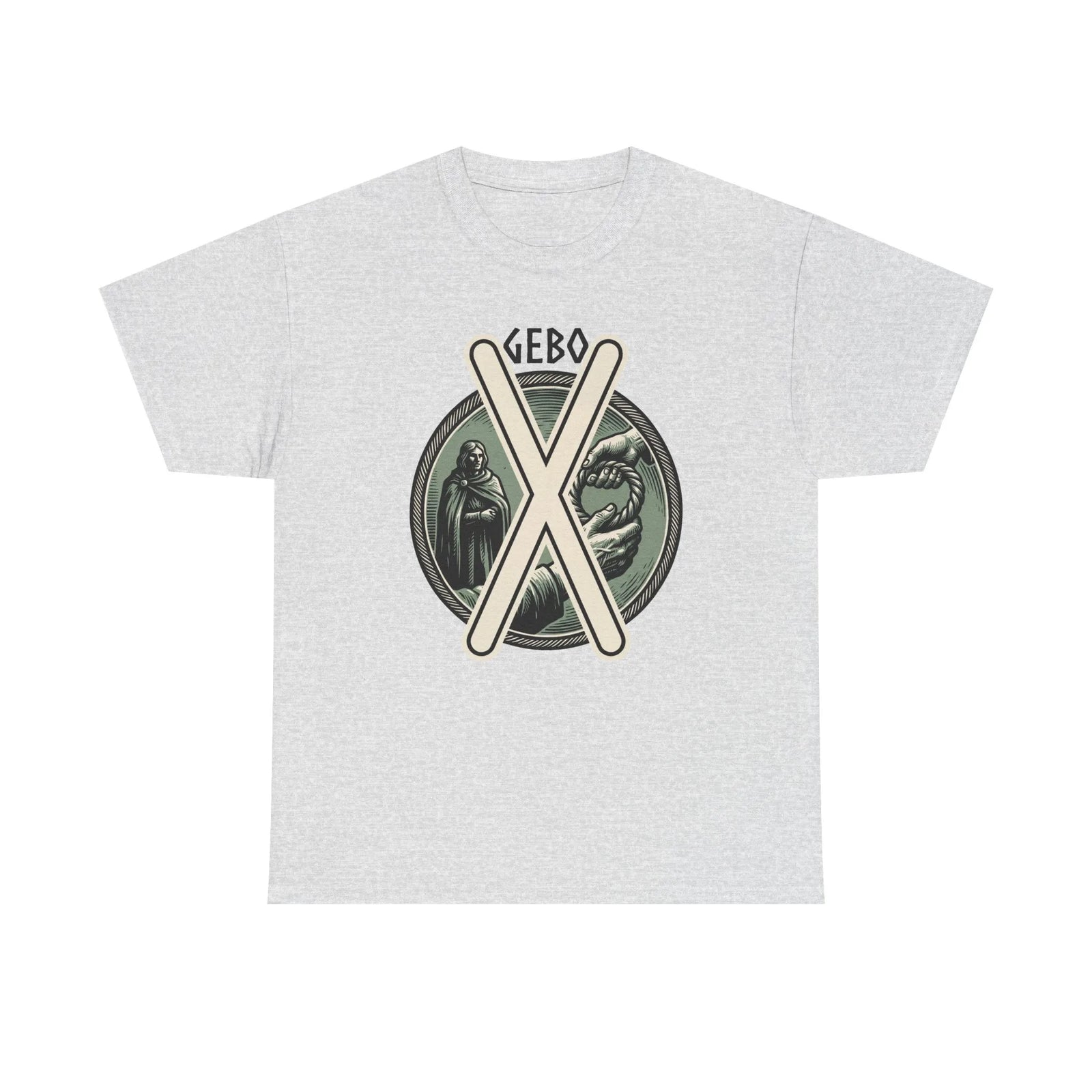 Gebo Rune Nordic Symbol Graphic T-Shirt - Heavy Cotton Classic Fit Tee - Unisex White
