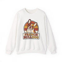 French Bulldog Retro Sunset Sweatshirt - Heavy Blend Classic Fit Crewneck - Unisex White