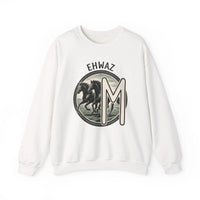 Ehwaz Divine Twins Horse Sweatshirt - Heavy Blend Cotton Blend Crewneck - Unisex White