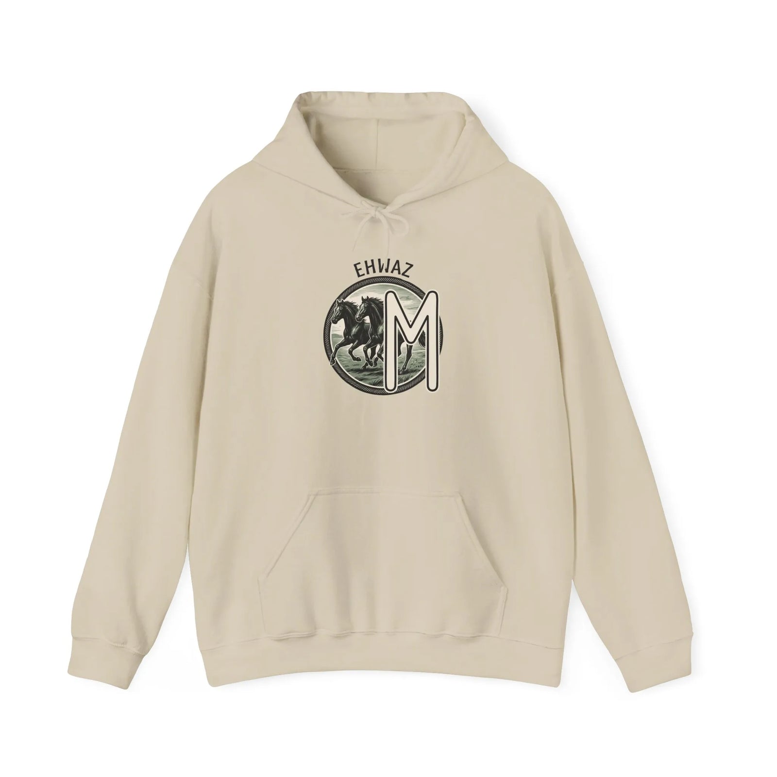 Ehwaz Divine Twins Horse Rider Hoodie - Medium-Heavy Cotton Blend Hoodie - Unisex White