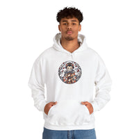 Ukiyo-e Samurai Cat Fan Dancer Hoodie - Heavy Blend Fleece Pullover - Unisex White