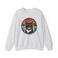 Tuxedo Cats 70s Sunset Sweatshirt - Heavy Blend Fleece Crewneck - Unisex White
