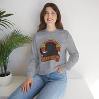Labrador Retro 70s Sunset Sweatshirt - Heavy Blend Fleece Crewneck - Unisex White