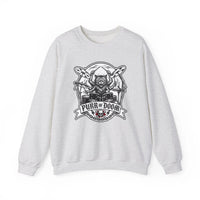 Heavy Metal Rocker Cats Drummer Sweatshirt - Heavy Blend Cotton Blend Crewneck - Unisex White