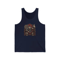Viking Berserker Cat Graphic Tank Top - Lightweight Ringspun Cotton Jersey - Unisex Athletic Heather