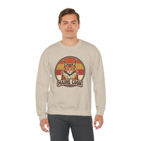 Maine Coon Retro 70s Sunset Sweatshirt - Soft 50/50 Cotton Blend Crewneck - Unisex White