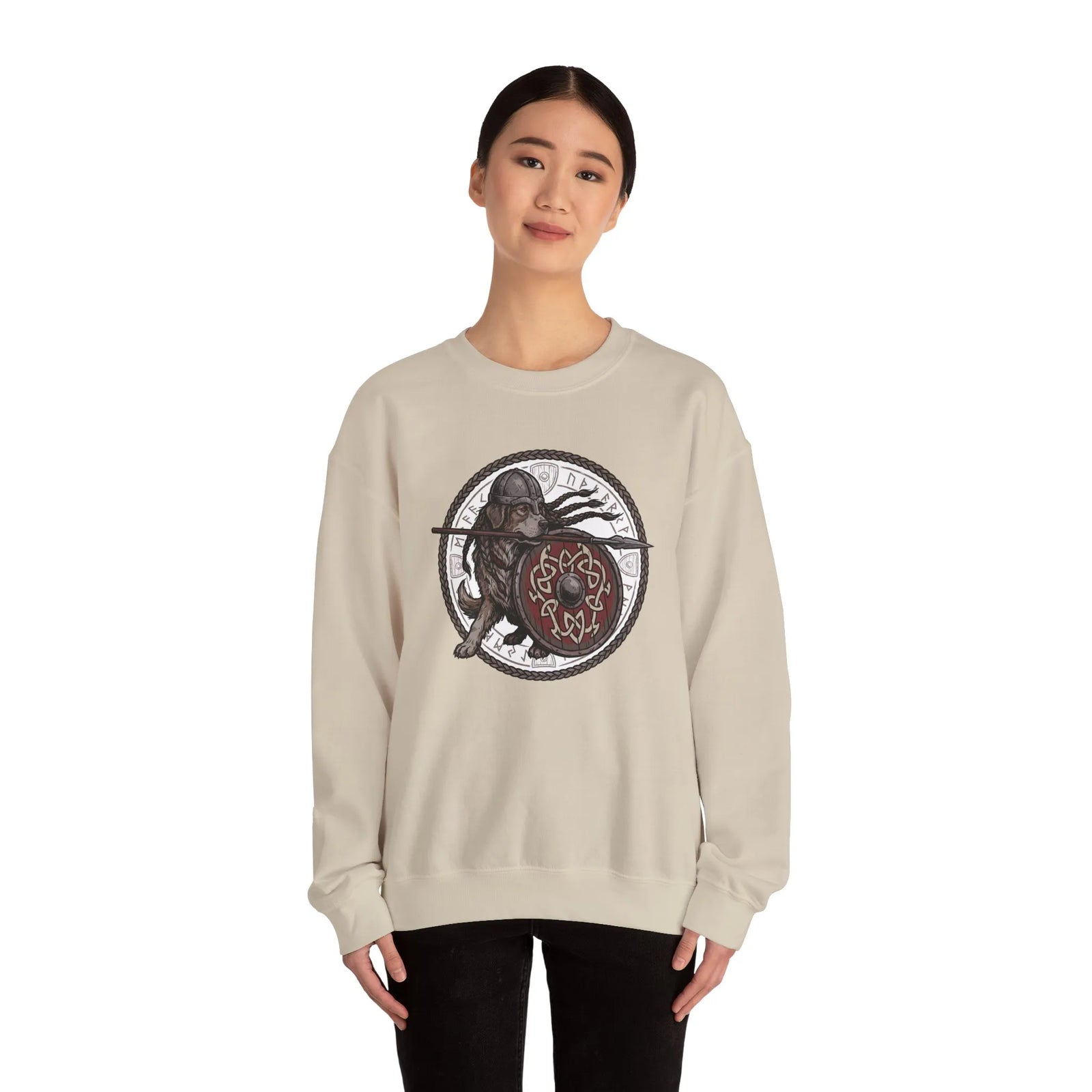 Shieldmaiden Viking Berserker Dogs Sweatshirt - Heavyweight Fleece Crewneck - Unisex White