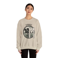 Ehwaz Divine Twins Horse Sweatshirt - Heavy Blend Cotton Blend Crewneck - Unisex White