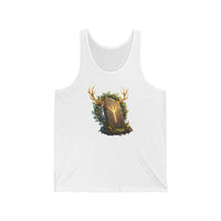 Elhaz Rune Elk Protection Tank Top - Soft Lightweight Jersey Tank - Unisex White