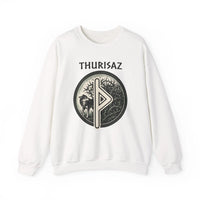 Norse Thurisaz Rune Wolf Sweatshirt - Heavy Blend Fleece Crewneck - Unisex Off White