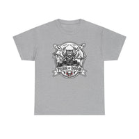 Heavy Metal Rocker Cat Drummer T-Shirt - Heavy Cotton Classic Fit Tee - Unisex White