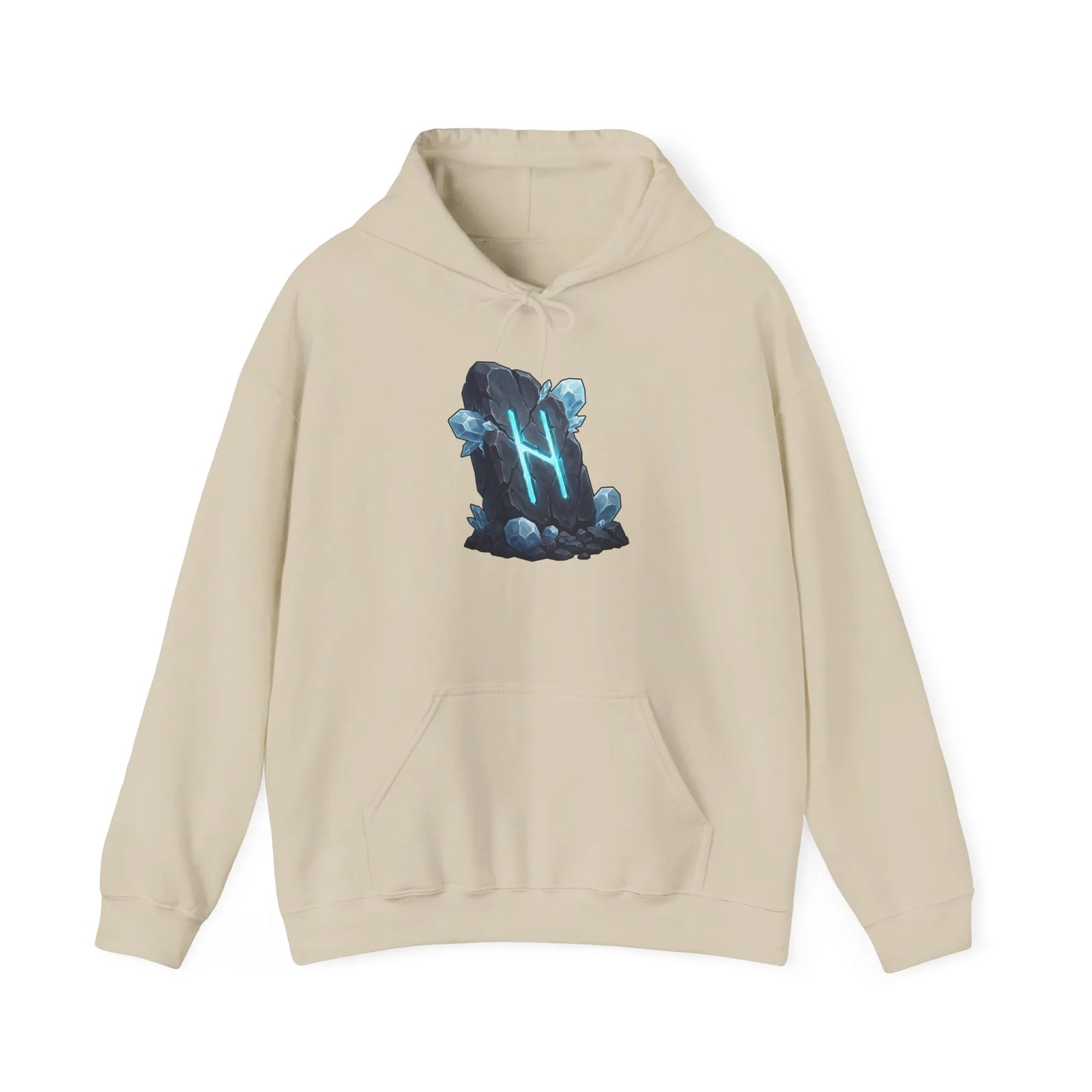Hagalaz Rune Stone Graphic Hoodie - Heavy Blend Fleece Pullover - Unisex White