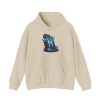 Hagalaz Rune Stone Graphic Hoodie - Heavy Blend Fleece Pullover - Unisex White