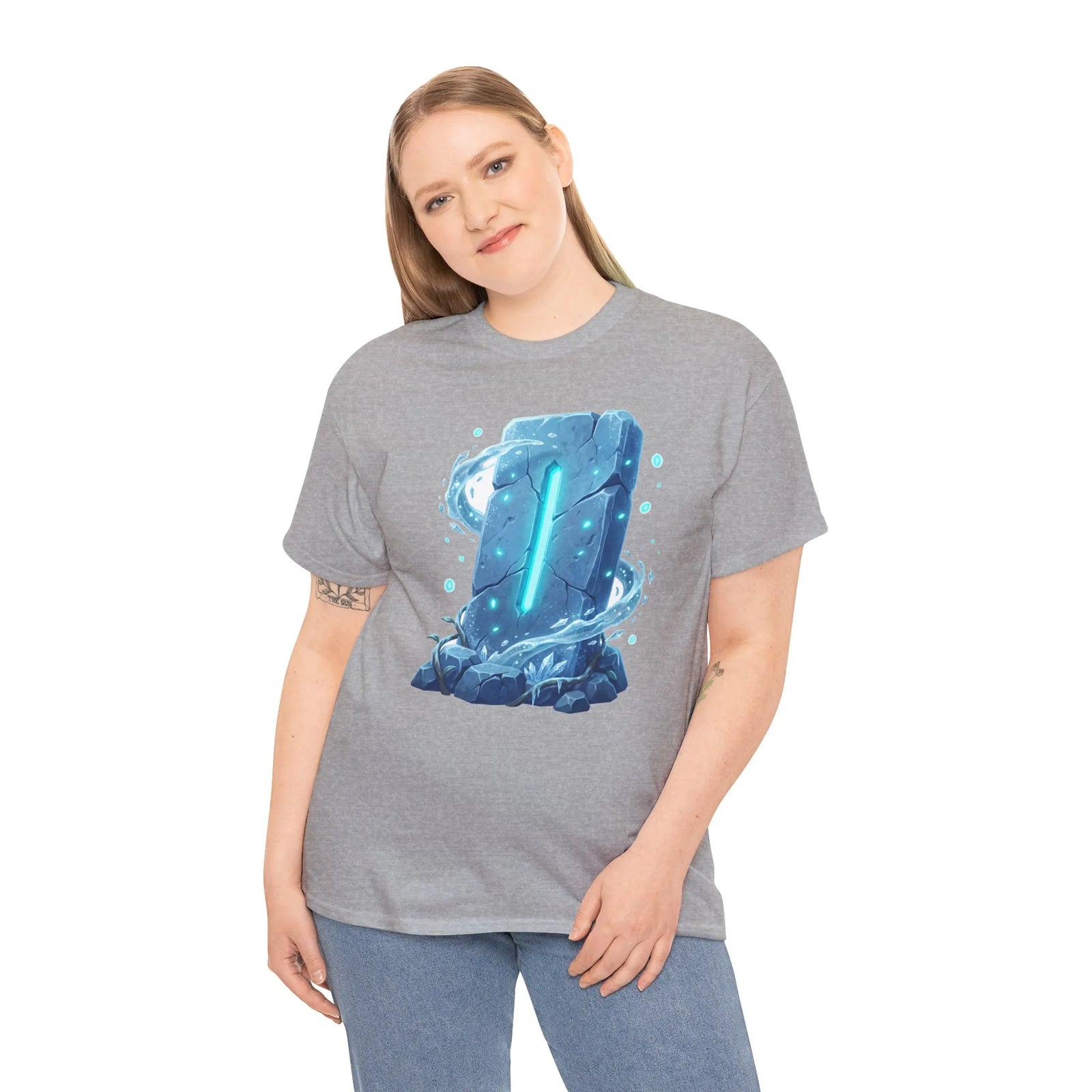 Glowing Isa Ice Rune T-Shirt - Heavy Cotton Classic Fit Tee - Unisex White
