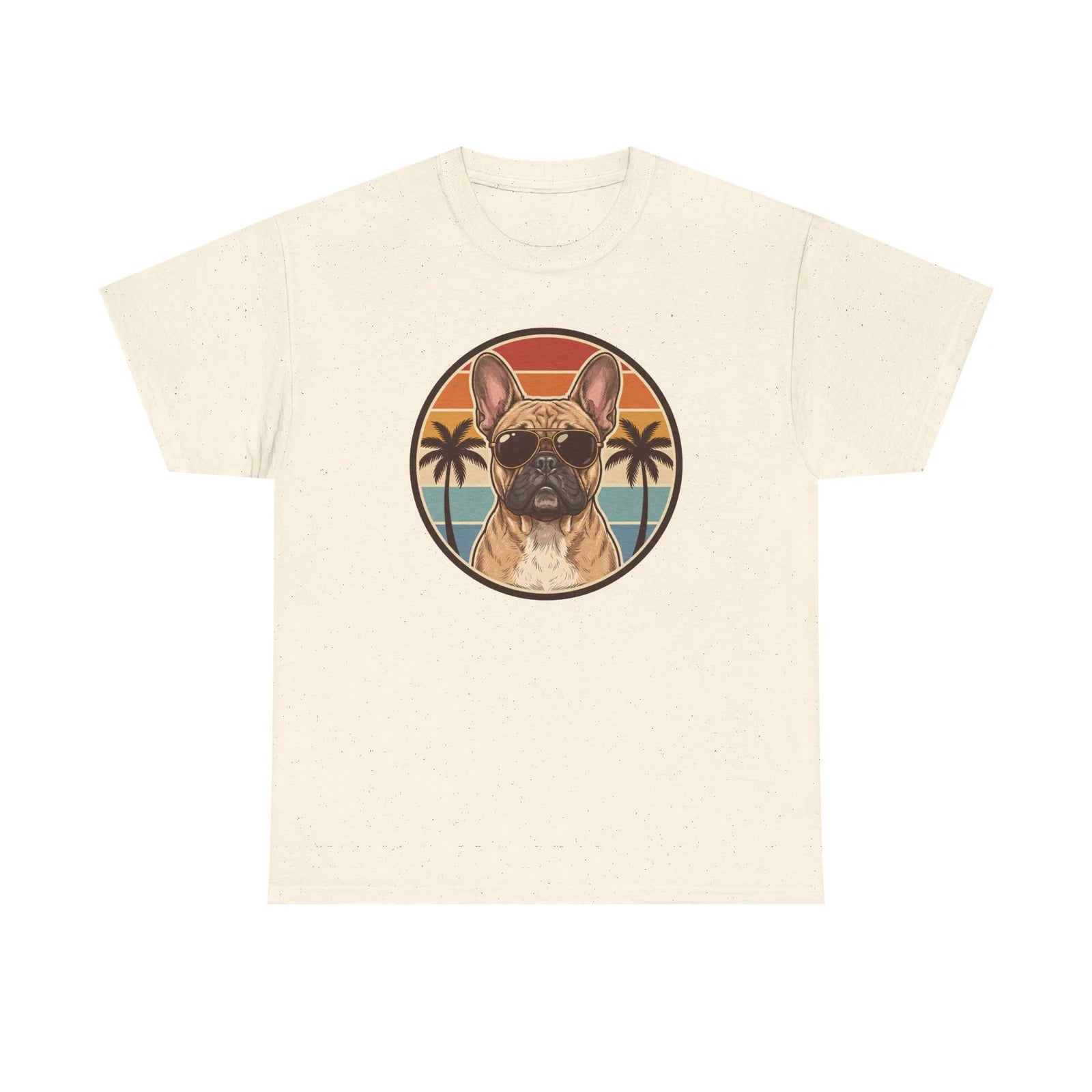 French Bulldog Sunset Aviator T-Shirt - Heavy Cotton Classic Fit Tee - Unisex White