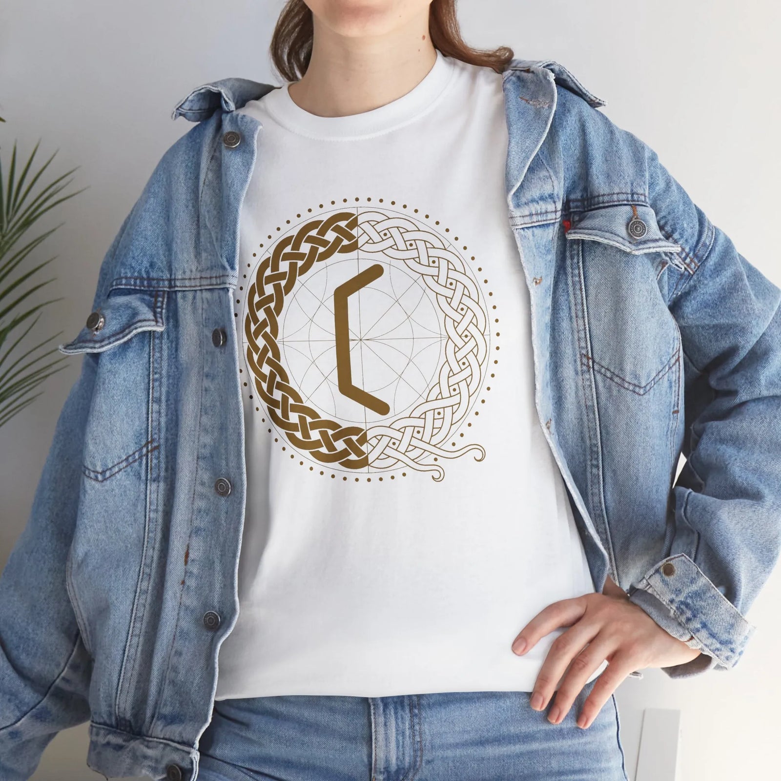 Perthro Rune Lot Cup T-Shirt - Heavy Cotton Classic Fit Tee - Unisex White