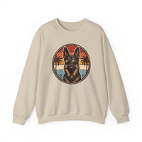 German Shepherd 70s Sunset Aviators Sweatshirt - Heavy Blend Cotton-Poly Crewneck - Unisex White
