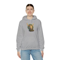 Elhaz Protection Rune Antler Hoodie - Heavy Blend Cotton Blend Pullover - Unisex White