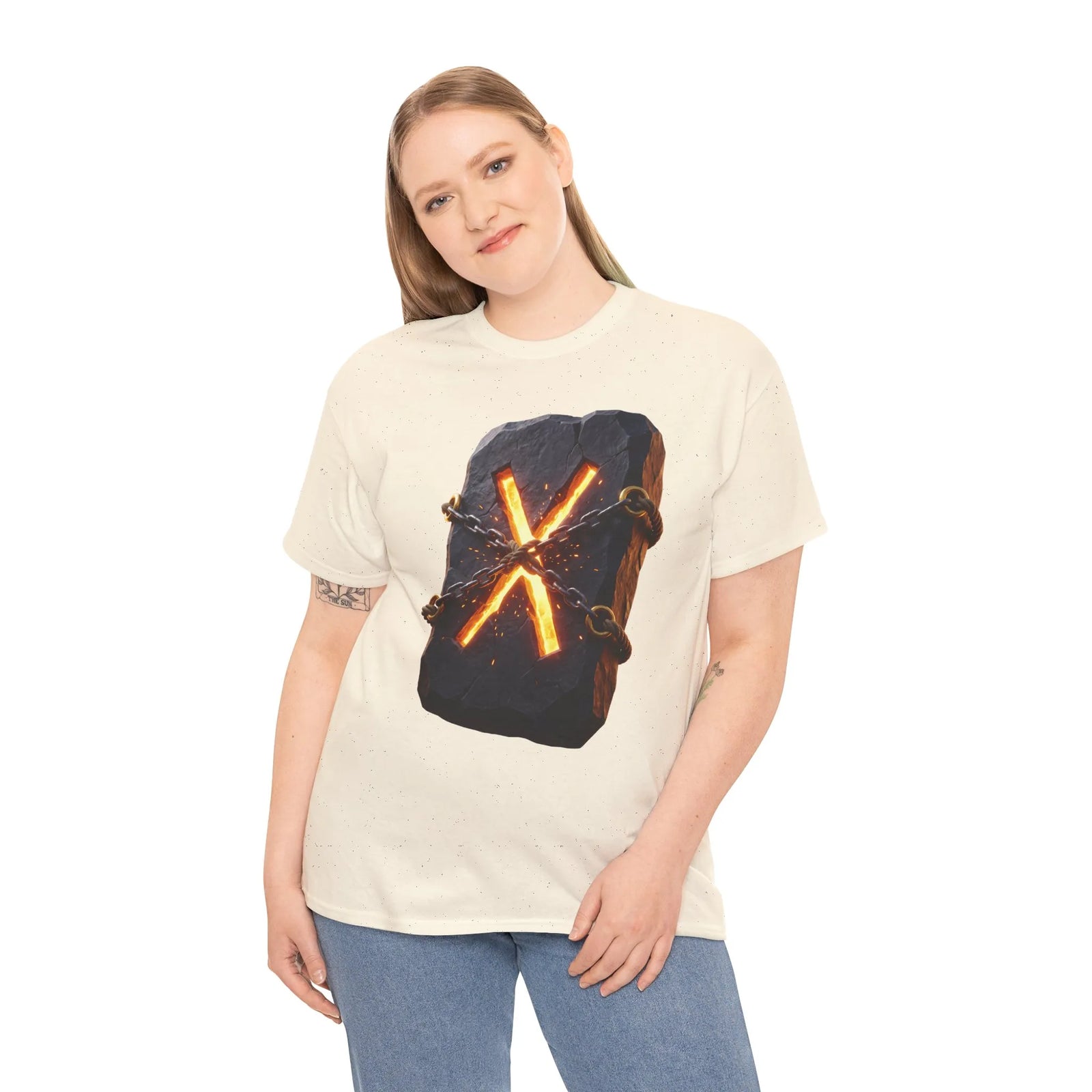 Gebo Rune Gift Exchange T-Shirt - Heavy Cotton Classic Fit Tee - Unisex White