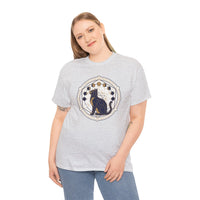 Moon Phases Sacred Geometry Cat Graphic T-Shirt - Heavy Cotton Classic Fit Tee - Unisex White