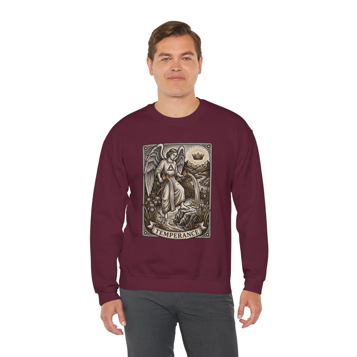 Temperance Tarot Card Angel Sweatshirt - Heavy Blend Fleece Crewneck - Unisex White