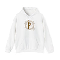 Thurisaz Rune Thorn Defense Hoodie - Heavy Blend Fleece Pullover - Unisex White