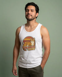 Orange Tabby Retro 70s Sunset Graphic Tank Top - Lightweight Jersey Knit Tank - Unisex Athletic Heather