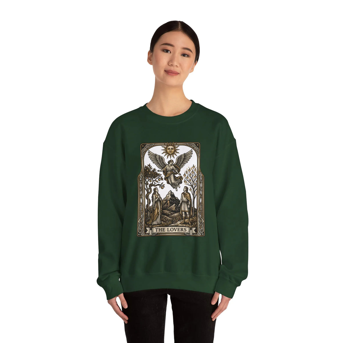 The Lovers Tarot Card Sweatshirt - Heavy Blend Fleece Crewneck - Unisex White