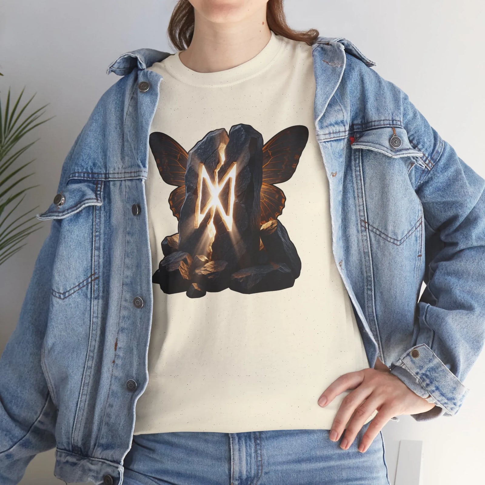 Dagaz Rune Breakthrough Symbol T-Shirt - Heavyweight 100% Cotton Classic Fit Tee - Unisex White