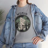 Wunjo Rune Joy Celebration T-Shirt - Heavy Cotton Classic Fit Crewneck - Unisex White