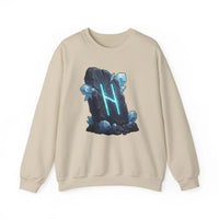 Hagalaz Rune Stone Graphic Sweatshirt - Heavy Blend Fleece Crewneck - Unisex White