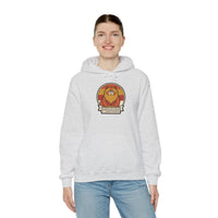 Retro 70s Persian Cat Sunset Hoodie - Cotton Poly Blend Fleece Pullover - Unisex White