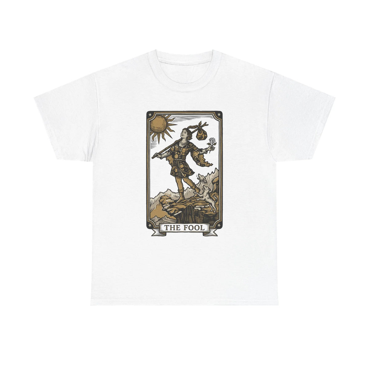 The Fool Tarot Card Graphic T-Shirt - Heavy Cotton Classic Fit Tee - Unisex White