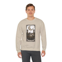 Moon Tarot Card Wolves Graphic Sweatshirt - Heavy Blend Fleece Crewneck - Unisex White